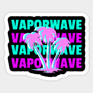 Vaporwave 90's Retro Palm Tree Gift Aesthetic Glitch Art Sticker